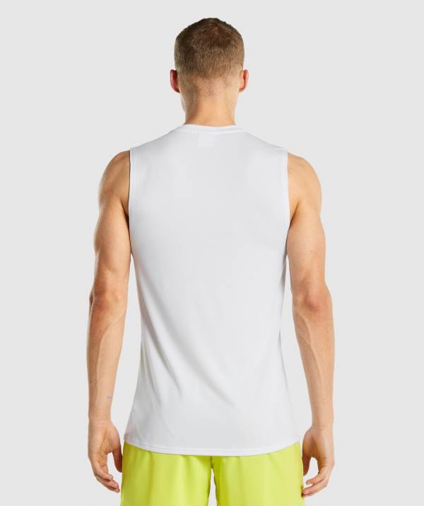 Panske Tricka Gymshark Arrival Sleeveless Biele | WJ7640815